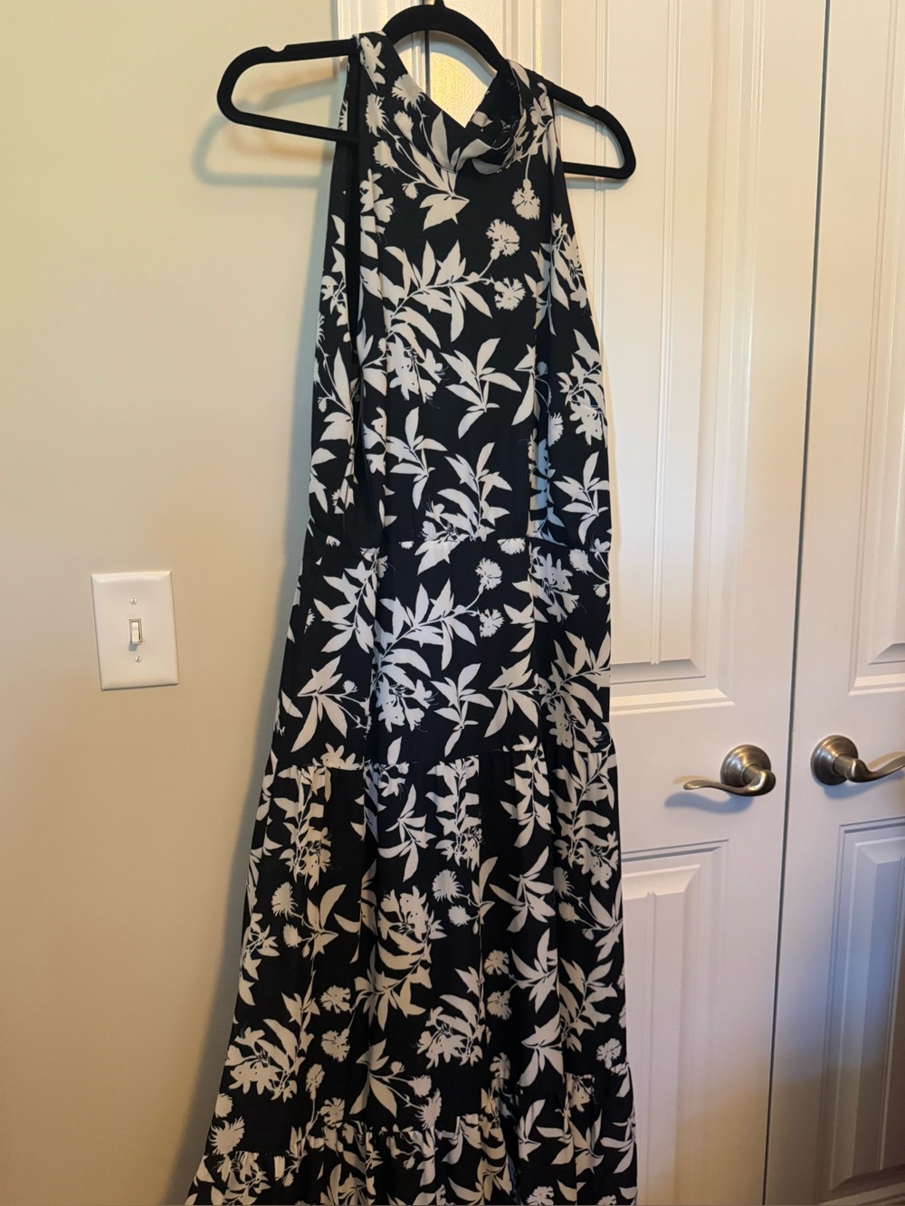 Sam Edelman Black and White Floral Halter Maxi Dress
